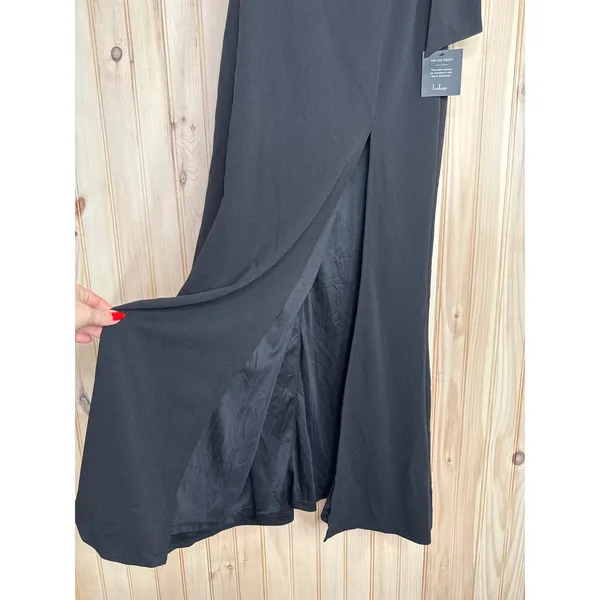 NWT Lulus Stepped Out Stunning Black One-Shoulder Mermaid Maxi Dress Size M - Image 4