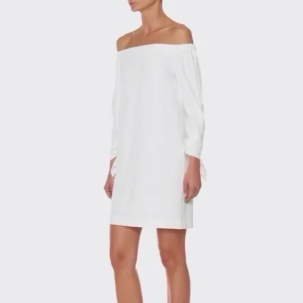 NEW Tibi Women’s Structured Crepe Off-the-Shoulder Dress Ivory Size 2 - Image 2