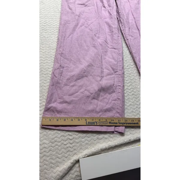 Banana Republic Pink Lavender Linen Wide Leg Pleated Pants Size 8 High Rise - Image 4