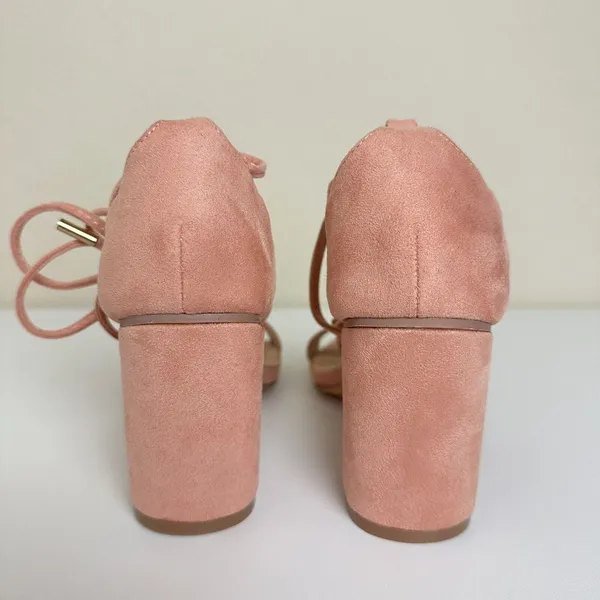 Lulu's‎ Kaira Peach Suede Lace-Up Heels Casual Formal Prom Barbie Womens Size 6 - Image 6