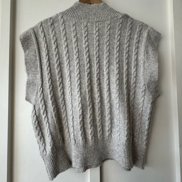 Cupcakes and Cashmere Gray Cable Knit Sweater Vest - Image 11