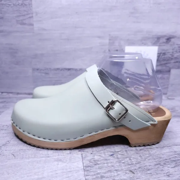 MIA Alma Swedish Wooden Slingback‎ Leather Clog Mint Green - Image 3