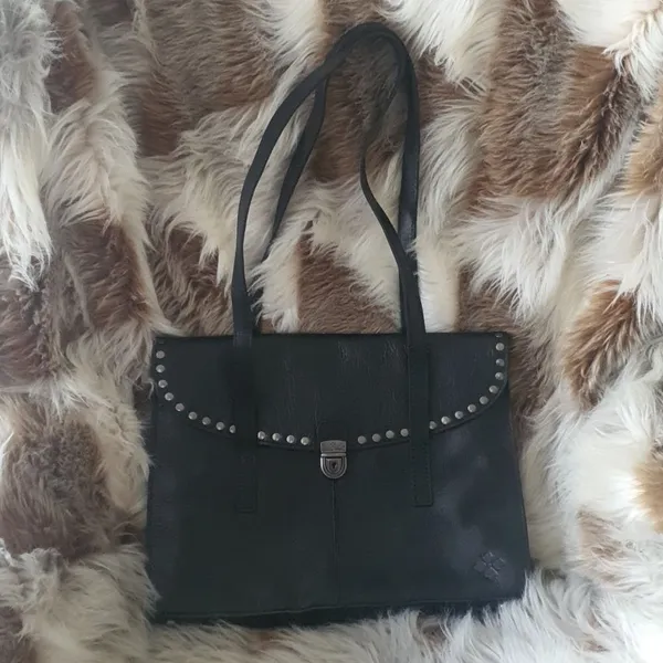 Patricia Nash Black Leather Bag with Silver Accents - Image 2