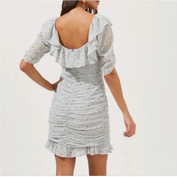 ASTR The Label Teal Multi Ditsy Floral Ruched Mini Dress‎ ADR100891 XS - Image 7