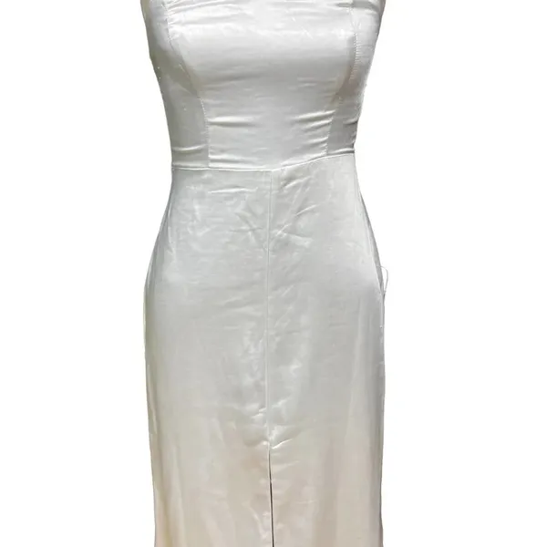 Lulus Eternal Infatuation White Satin Strapless Maxi‎ Dress Size XS - Image 3