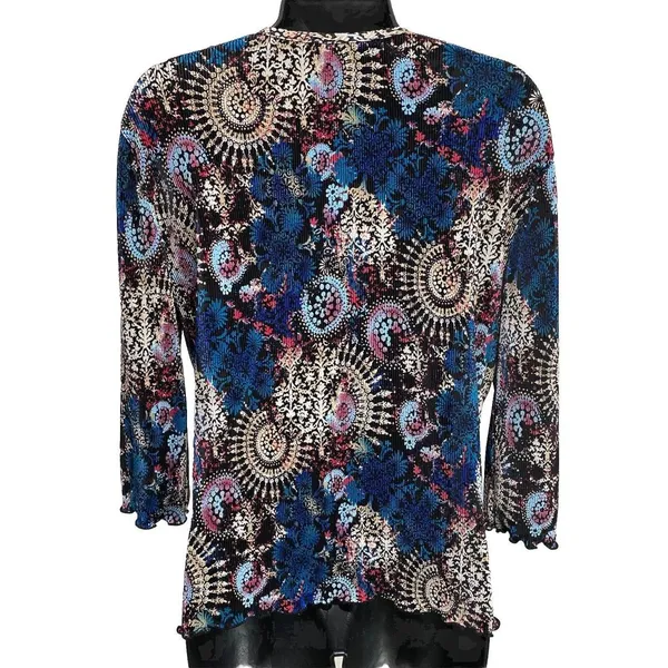 Bohemian Paisley/Medallion Print Crinkle‎ Material Faux belt Blouse size Measure - Image 4