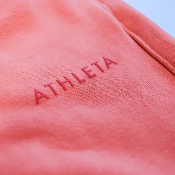 Athleta Retroplush Logo Straight Leg Pants Women MT Persimmon Orange Pintuck - Image 3