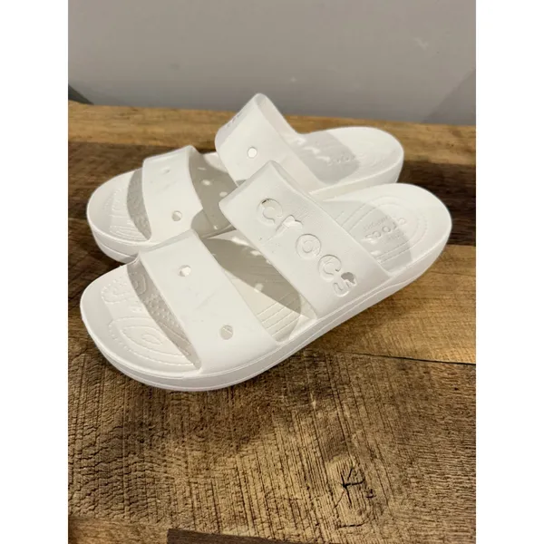 Crocs Baya Platform Sandals Women Sz 9 White Comfort Double Strap Slide Casual - Image 2