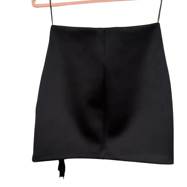 Amanda Uprichard Black Grommet Lace Up Side Biker Gothic Rocker Mini Skirt L - Image 3