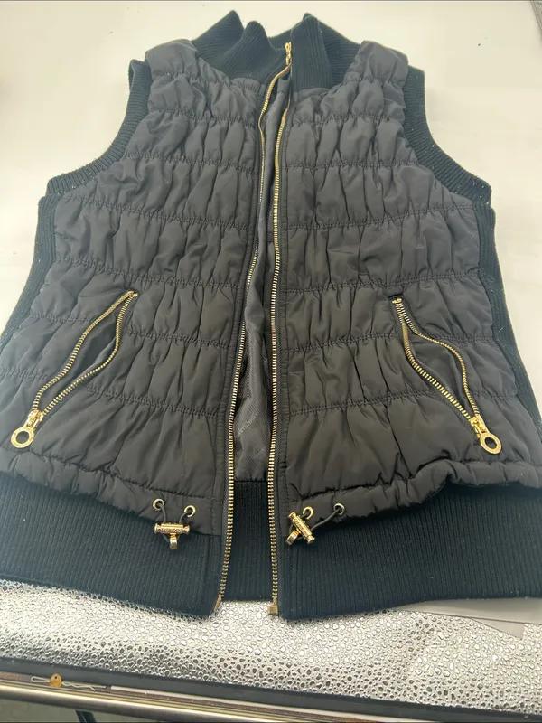 Calvin Klein Women’s Black Quilted Puffer Vest with Gold Accents bust bust 32 length 23 - Image 14