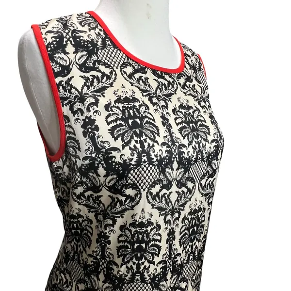 THML Shift Dress S Black Fleur De Lis‎ Red Colorblock Sleeveless Moulin Rouge - Image 2