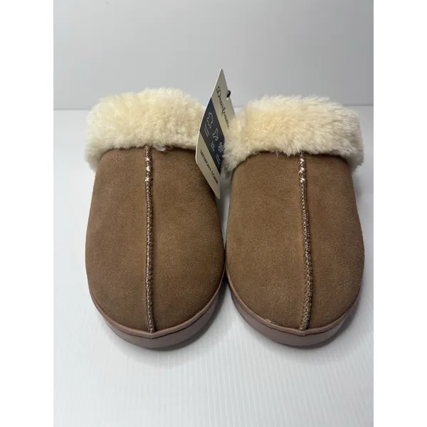 Women's Bed Slippers with Fur by Dearfoams Memory Foam Sz 7/8 Chestnut NWT - Image 2