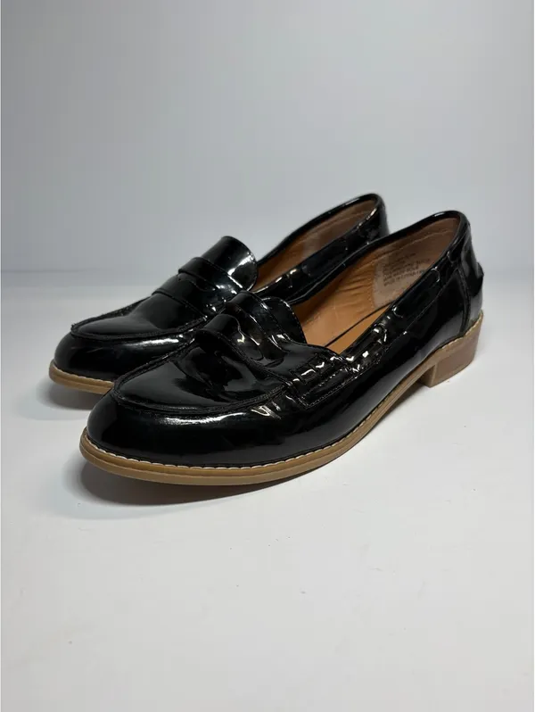 Steve Madden Melliany Women’s 8.5 Black Patent Penny Loafers Block Heel - Image 2