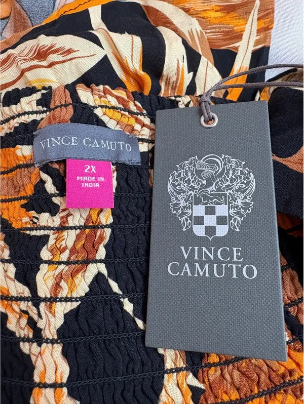 Vince Camuto Women's 2X Floral Maxi Dress Black Orange Brown Sleeveless - Image 4