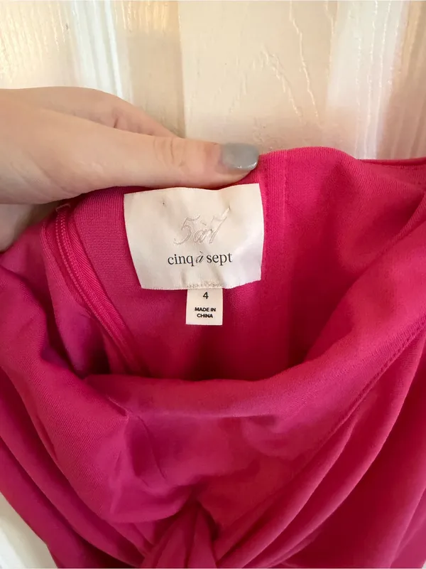 Cinq à Sept Strapless Mini Dress Tie Draped Magenta Size 4 - Image 2