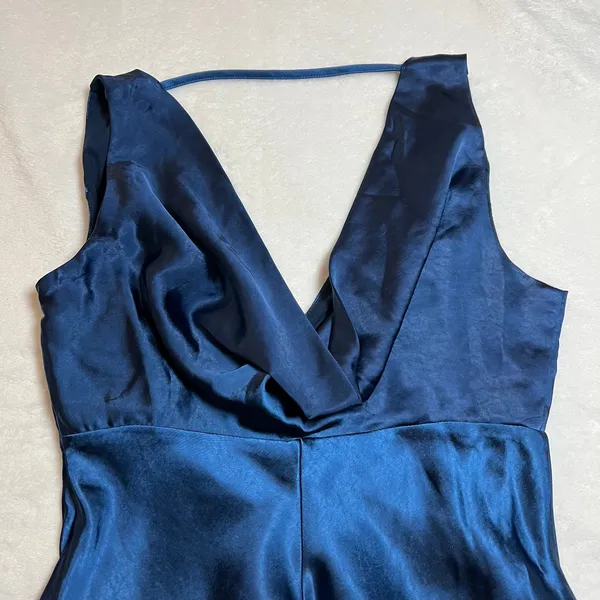NEW Lulus Incredible Love Navy Satin Cowl Back Midi Slip Dress Size L Formal - Image 8