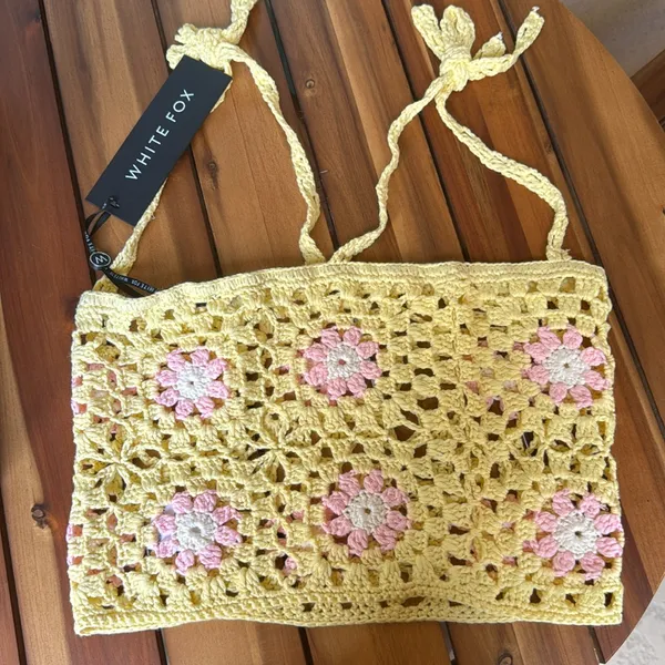 White Fox Be my Baby crochet Crop top - Image 2