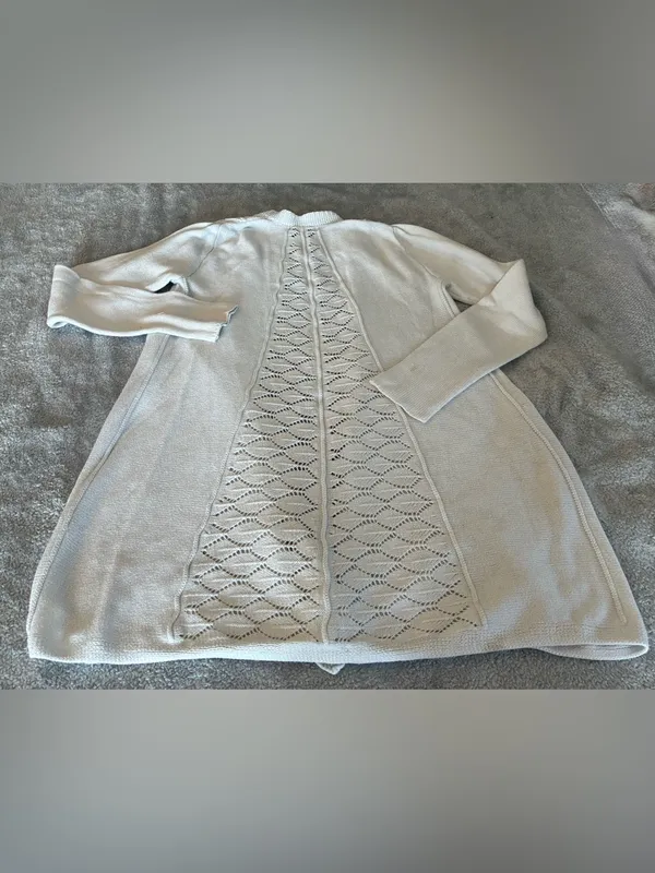 Women’s Belldini Brand White Long Length Open-Front Knit Cardigan Sweater - Image 4