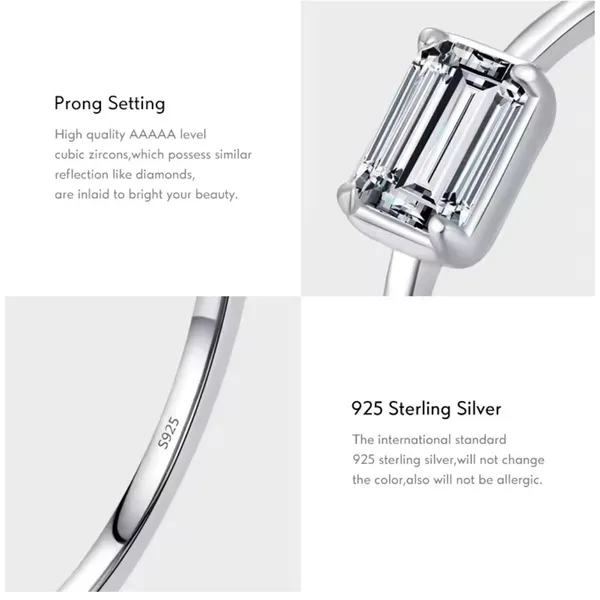 NEW Emerald‎ Cut 5A CZ Ring | Rhodium 925 Sterling Silver, 6 - Image 6