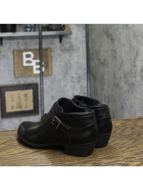 NWT Lifestride Womens Alexander Faux Leather Buckle Ankle Boots Booties Black 7M - Image 3