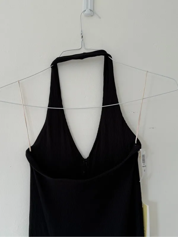 NWT Wilfred Aritizia Temperature Halter Midi Dress in Black Size Small - Image 10