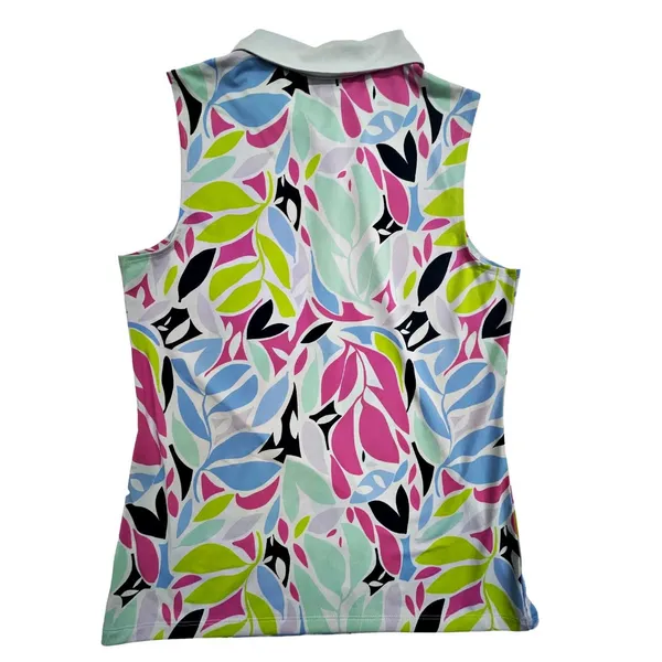 Tommy Bahama Floral 1/4 Zip Sleeveless Golf Polo Shirt - Image 2