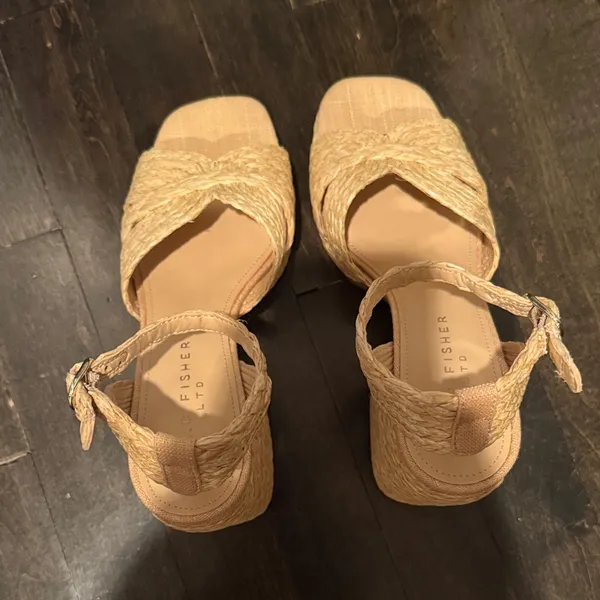 Marc Fisher Natural Woven Platform Sandals - Image 2