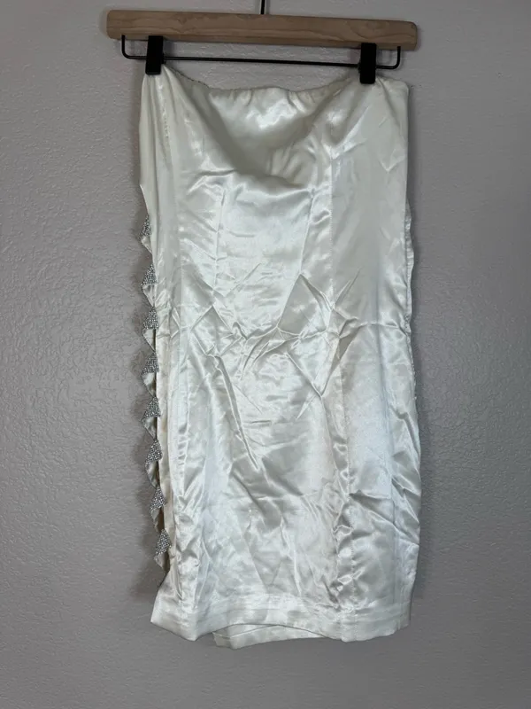 Meshki Alessia Diamante Ivory Rhinestone Strapless Mini Dress size Medium Bride - Image 10