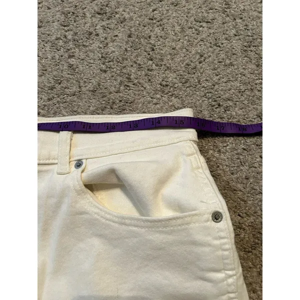 Levis Womens Size 30 White/cream High Waisted‎ Wide Leg Crop Utility Cargo Jeans - Image 4