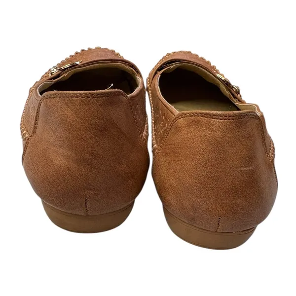 KECOM Women's Floral Textured Casual Brown Embossed Pattern Retro‎ Loafers 8 - Image 4