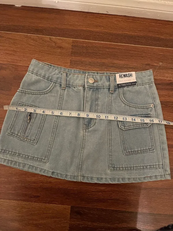 Rewash Light Blue Mini Skirt with Utility Pockets  - Image 10