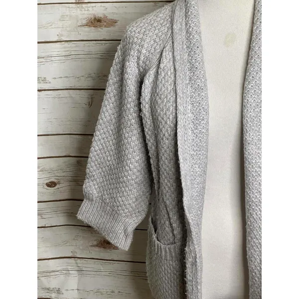 Vince lagenlook wool/cashmere grey chunky textured open cardigan sweater Size XS - Image 7