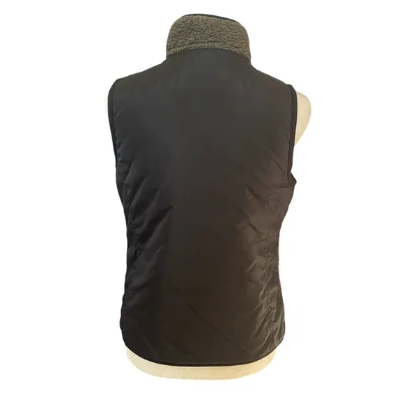 gray and black sherpa sleeveless zip up vest women's size small - Image 4