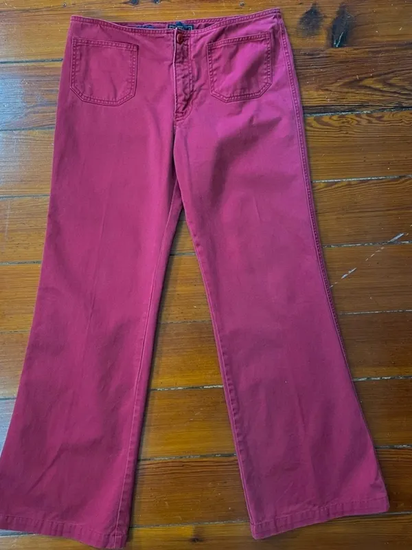 Vntg Y2K Abercrombie Low Rise Flare Patch Pocket Pants Sz 16 Modern M 8-10 💛🍄 - Image 3