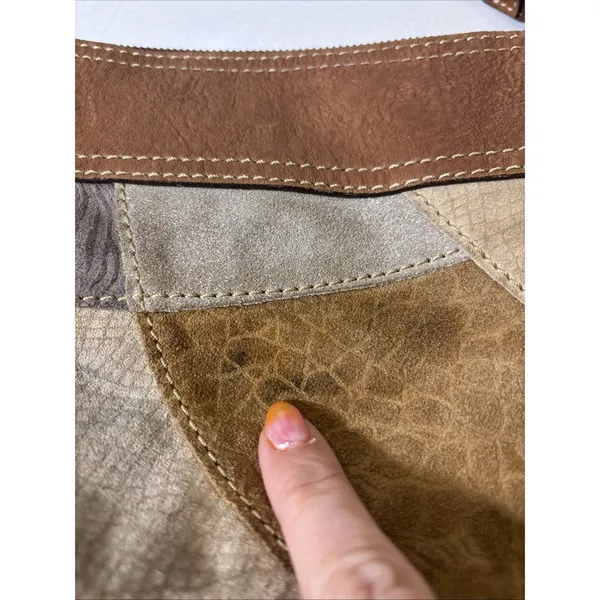 VTG Fossil Suede/Leather Snake Patchwork Shoulder‎ Crossbody HOBO Bag Purse BOHO - Image 6