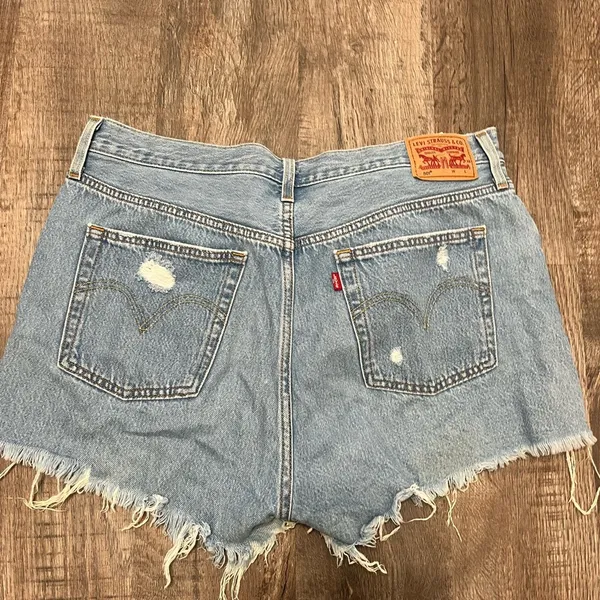 Levi's Blue Distressed Denim Shorts - Image 5