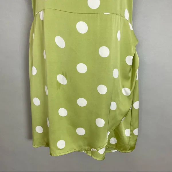 NWT Lulus‎ Halter Mini Dress The Best Spot Green Polka Dot Satin Medium Backless - Image 9