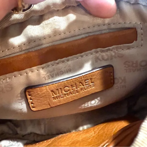 Michael Kors Cream and Tan Mini Bag - Image 3