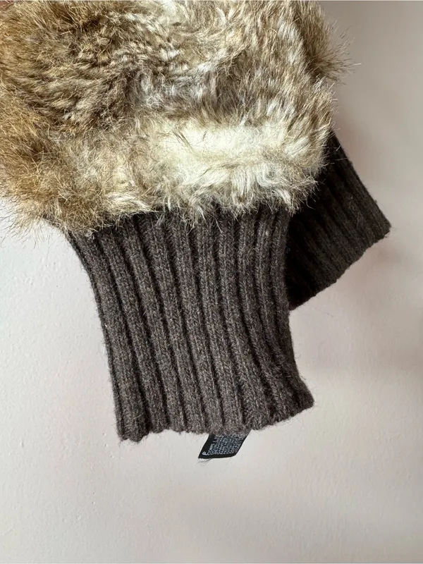 Club Monaco Women’s Chocolate Brown Leather Wool Cashmere Gloves Size Small - Image 12