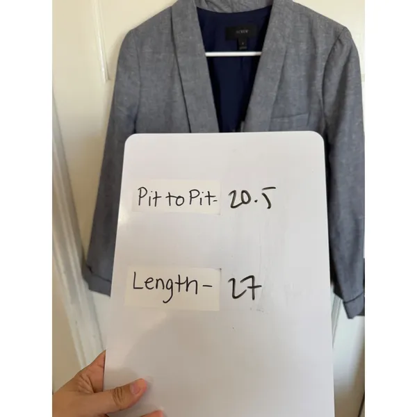 J.Crew Unstructured Shawl Collar linen cotton blend blue/gray blazer size 8 - Image 11