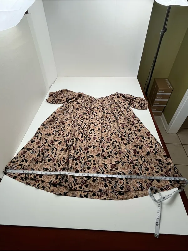 The Great. Sleep Dress 100% Cotton Size 0‎ Beige Black Timber Floral Loose - Image 7