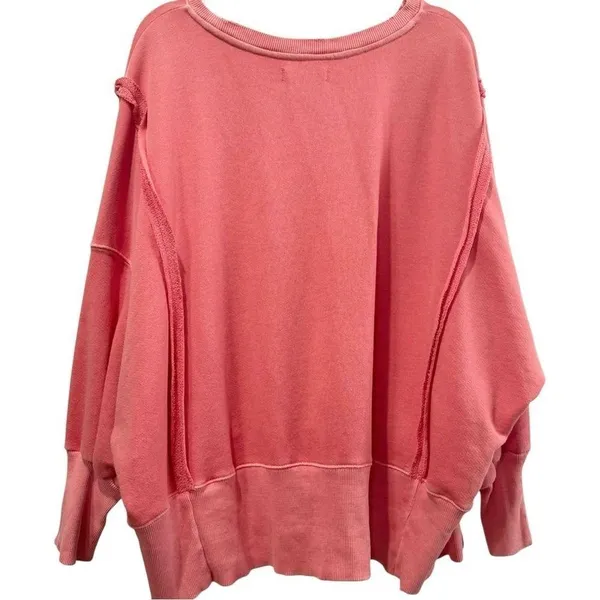 We the Free Free People Camden‎ Cozy Super Oversized Coral Sweatshirt Rare Color - Image 4
