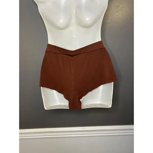 Out From Under Pajama Set Womens XXS Brown Jersey Button Front Top Shorts Lounge - Image 11