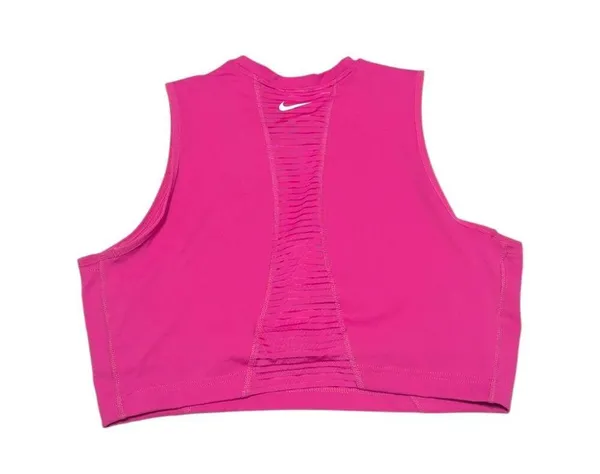 Nike Pro Dri FIT Cropped Tank Top Hot Pink Womens X-Large High Neck Sports Bra - Image 3