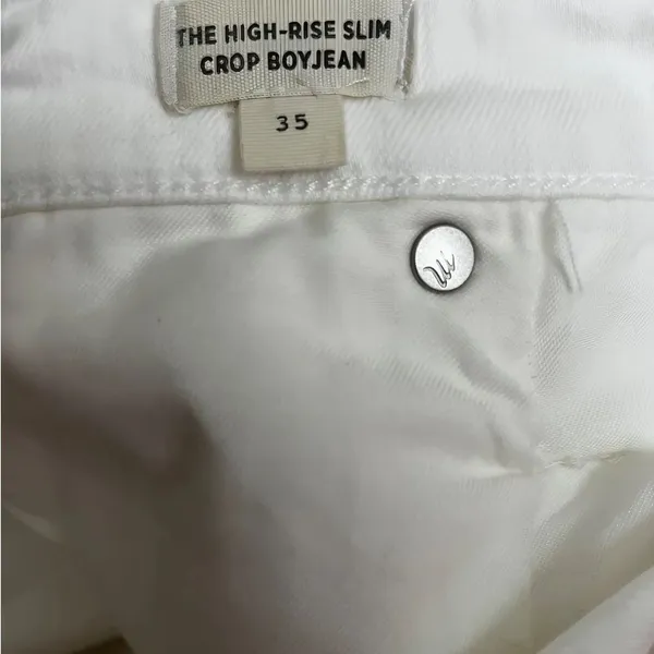 Madewell the high-rise slim crop boyfriend Jeans size 35 White Spring Summer - Image 11