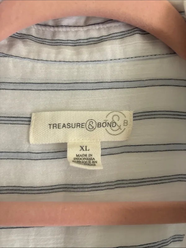 Treasure & Bond Casual Blue & White Striped Button-Up Tunic Shirt Womens Sz XL - Image 3