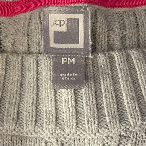 JCPenney Women’s Petite Medium Light Gray Boat Neck Sweater - Image 3