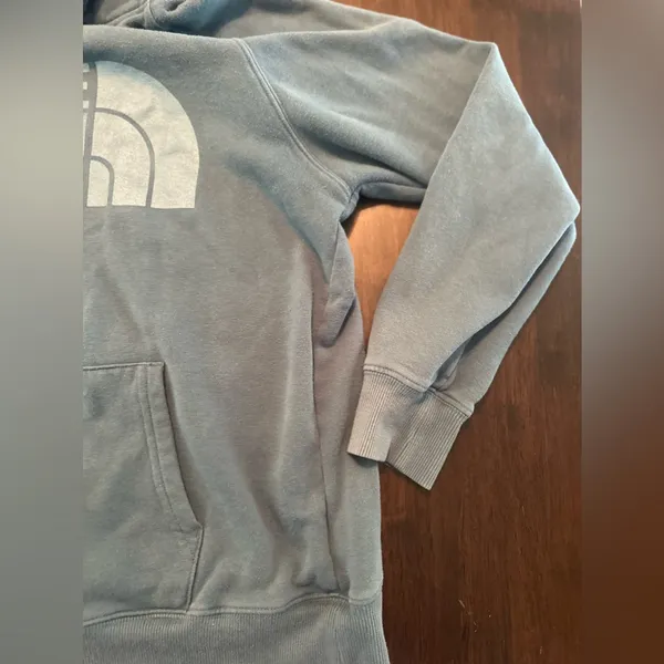 The North Face Sweatshirt Hoodie Women's S Long Sleeve Graphic Logo Pocket Blue - Image 7
