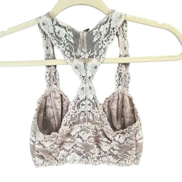 Free People Intimately‎ Bra Bralette XS Beige Lace Stretch Fit Racerback Lined - Image 4