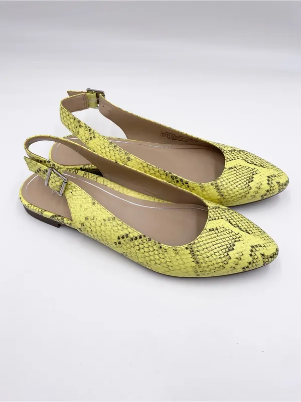 Vionic Jade Slingback Mules Yellow Leather Snakeskin Women's Size 8 Pointed Toe - Image 2
